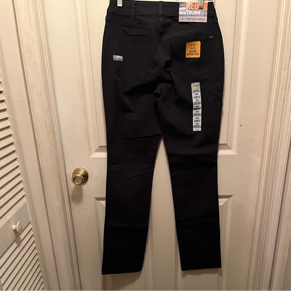 ARIAT Work Women’s Rebar Perfect Rise Straight Dura Stretch Denim Jeans Sz 25